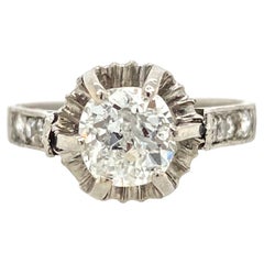 1.14ct Old Mine Cut Diamond Platinum Ring