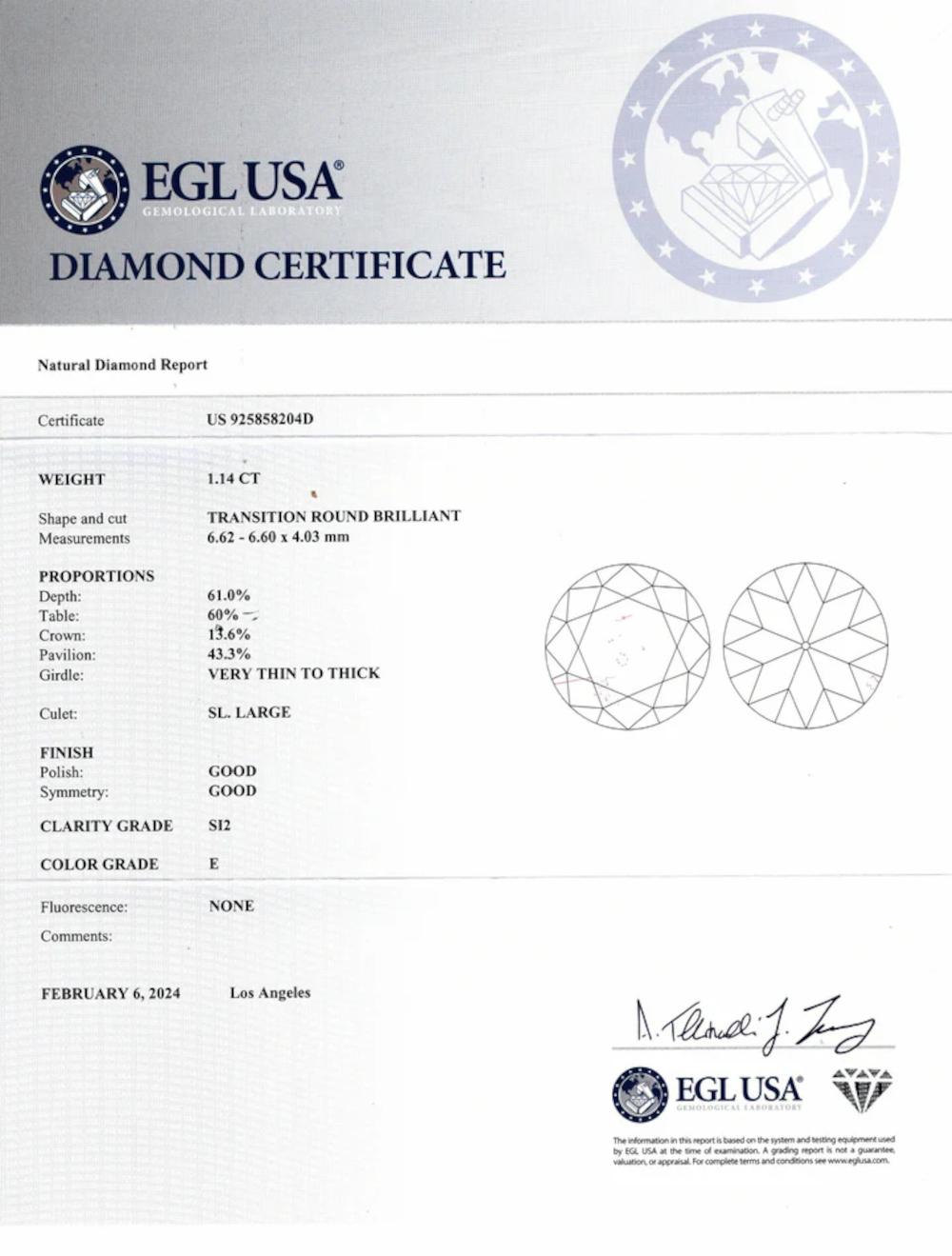 1,14 Karat Diamant-Saphir-Verlobungsring mit alteuropäischem Übergangsschliff, zertifiziert White Go (Art déco)