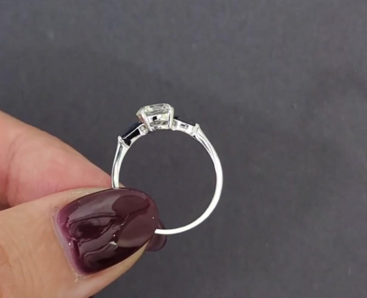 1,14 Karat Diamant-Saphir-Verlobungsring mit alteuropäischem Übergangsschliff, zertifiziert White Go für Damen oder Herren