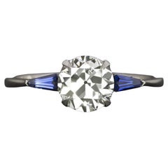 1,14 Karat Diamant-Saphir-Verlobungsring mit alteuropäischem Übergangsschliff, zertifiziert White Go
