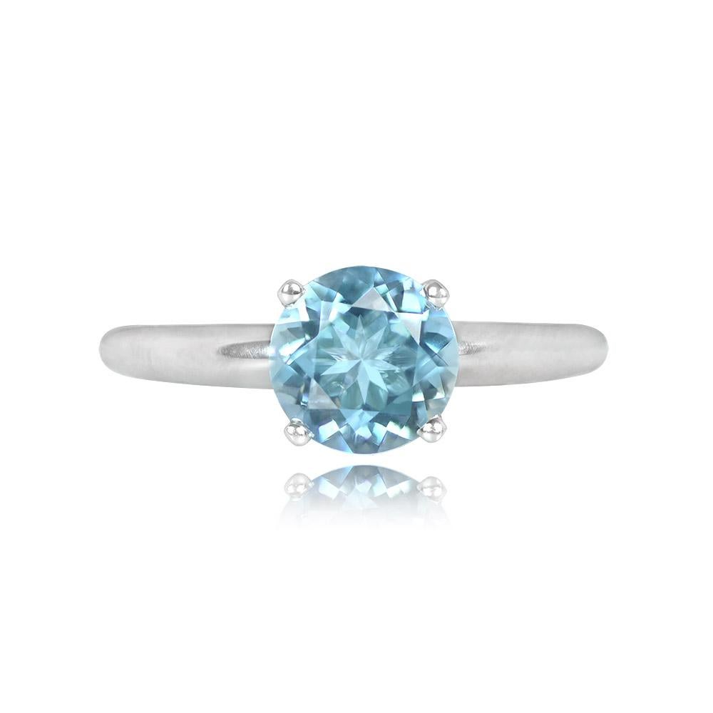 A gemstone solitaire ring with a 1.14-carat round-cut aquamarine set in platinum prongs.


Ring Size: 6.5 US, Resizable
Metal: Platinum
Stone: Aquamarine
Stone Cut: Round Cut
Style: Art Deco
Total Weight: 3.58 Grams