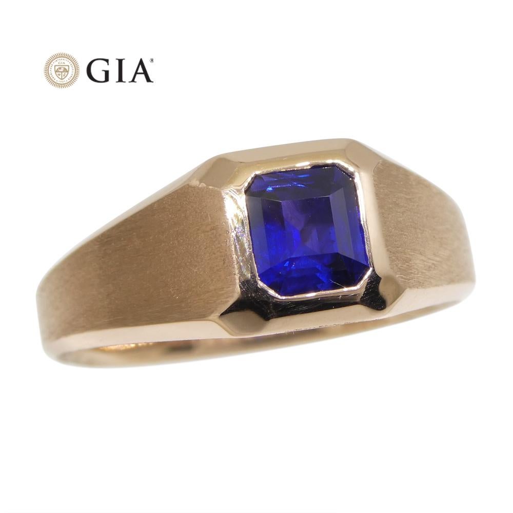 Octagon Cut 1.14ct Sapphire Ring Set in 14k Rose/Pink Gold GIA Certified Sri Lanka Unheated