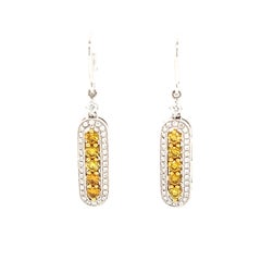 1.14ct Yellow Diamond Drop Earrings 18k Two Tone