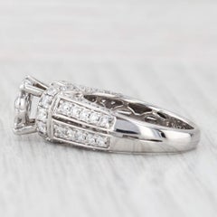 1.14ctw Diamond Cluster Engagement Ring 14k White Gold Size 7 Cathedral