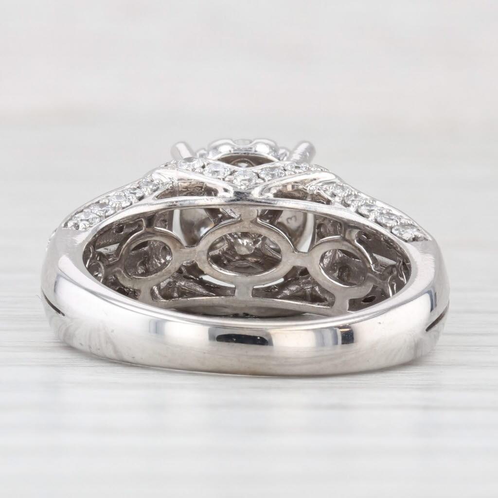 Round Cut 1.14ctw Diamond Cluster Engagement Ring 14k White Gold Size 7 Cathedral For Sale