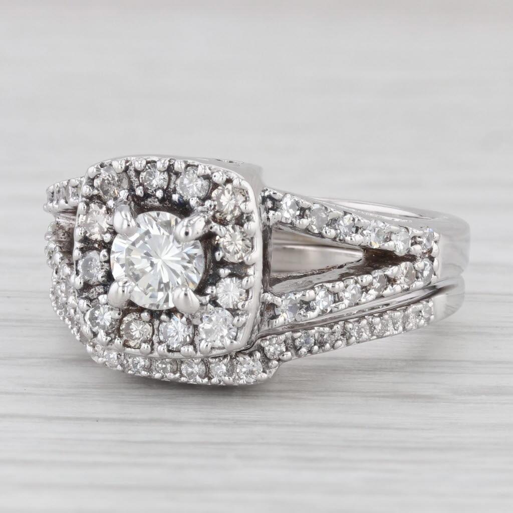 1,14 Karat Diamant Halo Verlobungsring 14k Gold Größe 6,75 im Zustand „Gut“ im Angebot in McLeansville, NC