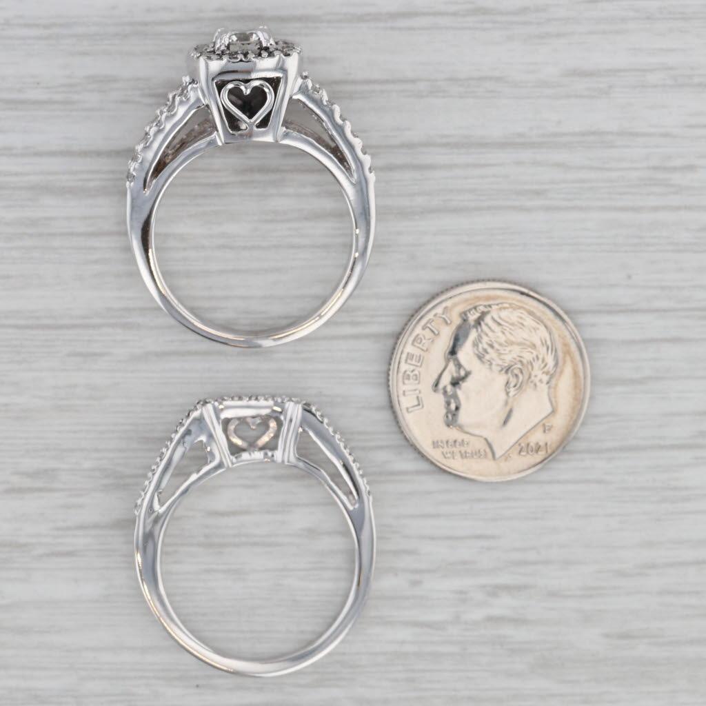 1,14 Karat Diamant Halo Verlobungsring 14k Gold Größe 6,75 im Angebot 3