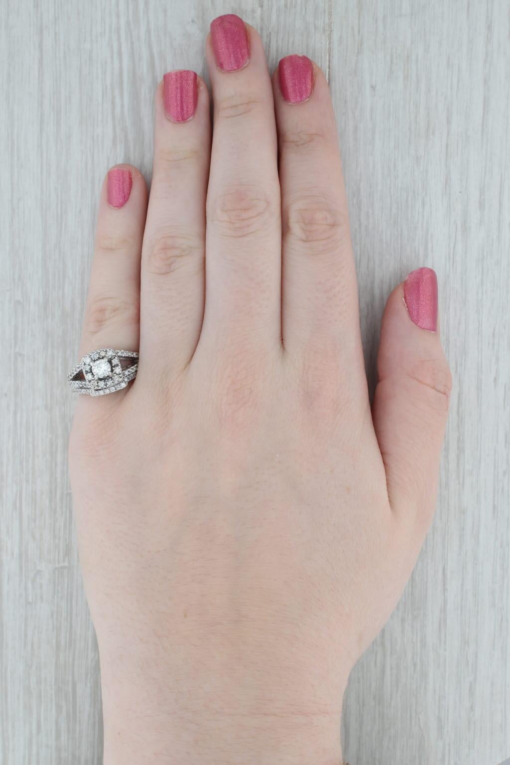 1,14 Karat Diamant Halo Verlobungsring 14k Gold Größe 6,75 im Angebot 4