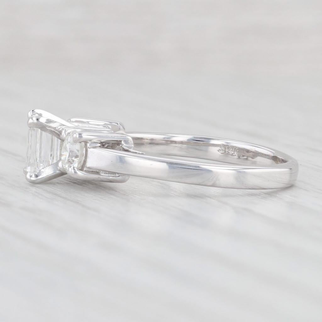 Women's 1.14ctw Emerald Cut Diamond Engagement Ring 14k White Gold 3-Stone Size 6.5