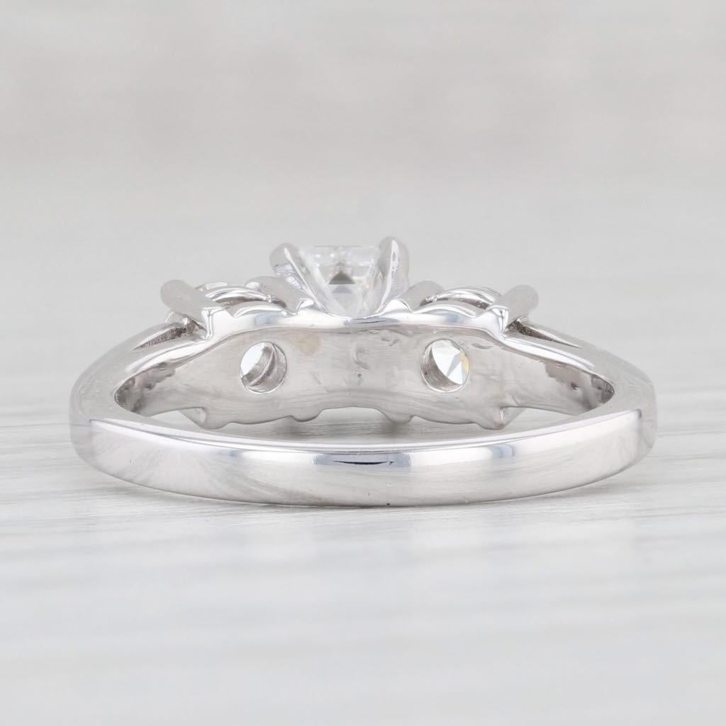 1.14ctw Emerald Cut Diamond Engagement Ring 14k White Gold 3-Stone Size 6.5 1