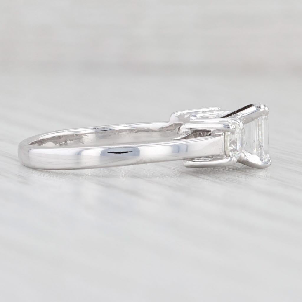 1.14ctw Emerald Cut Diamond Engagement Ring 14k White Gold 3-Stone Size 6.5 2