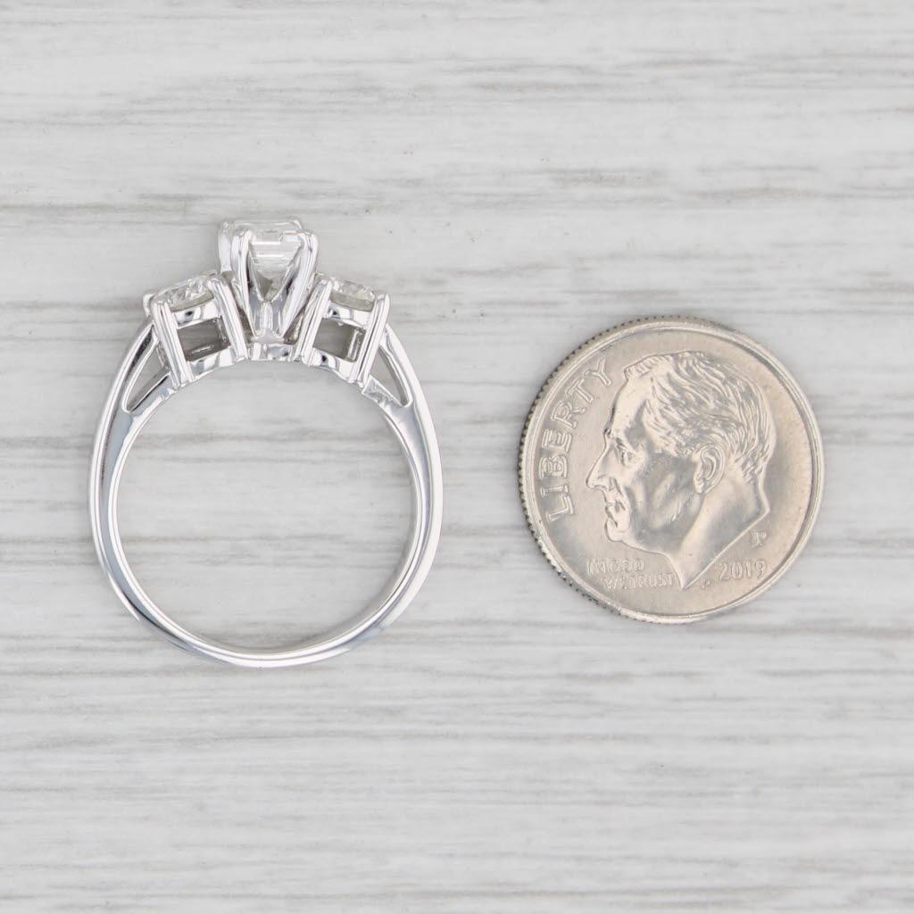 1.14ctw Emerald Cut Diamond Engagement Ring 14k White Gold 3-Stone Size 6.5 4