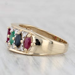 1.14ctw Multi-Gemstone Ring 14k Yellow Gold Emerald Sapphire Ruby Diamond Size 8