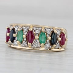 1,14ctw Multi-Edelstein-Ring 14k Gelbgold Smaragd Saphir Rubin Diamant Größe 8