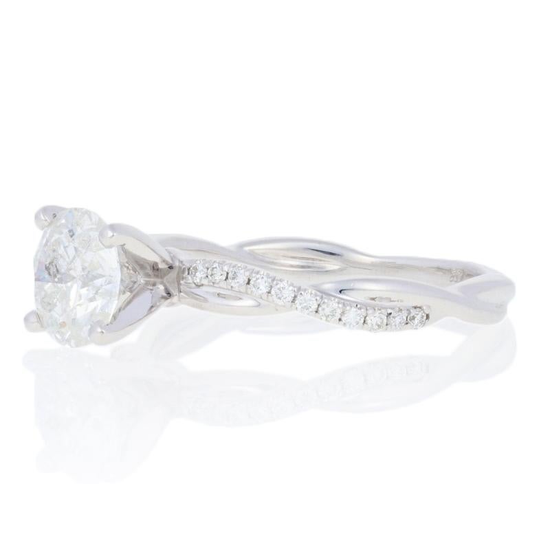 Round Cut 1.14 Carat Round Brilliant Diamond Engagement Ring, 14 Karat White Gold