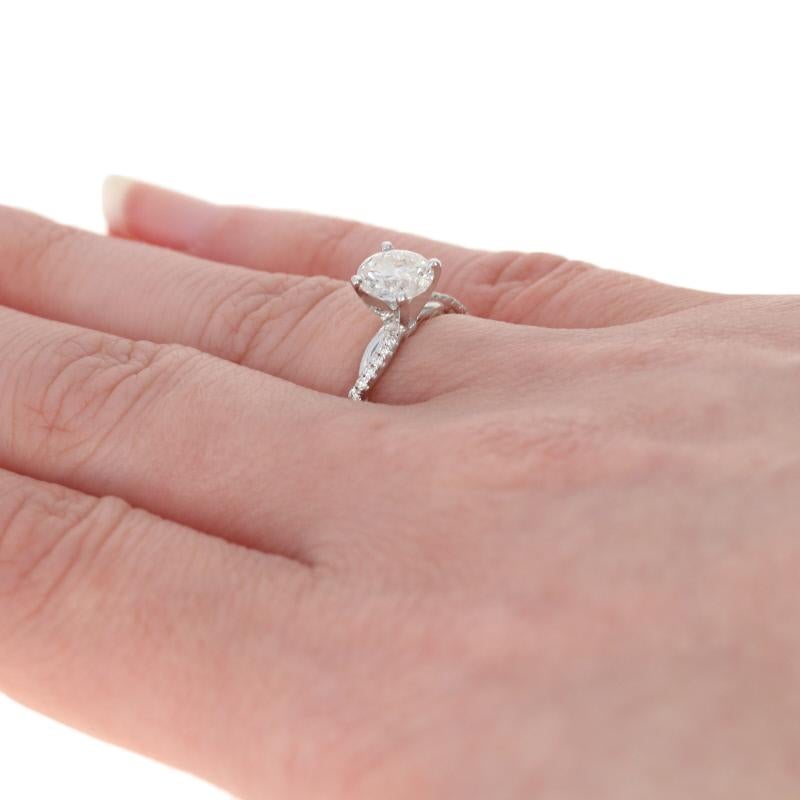 1.14 Carat Round Brilliant Diamond Engagement Ring, 14 Karat White Gold In Excellent Condition In Greensboro, NC