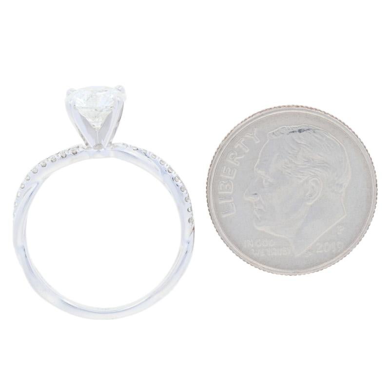Women's 1.14ctw Round Brilliant Diamond Engagement Ring, 14k White Gold For Sale