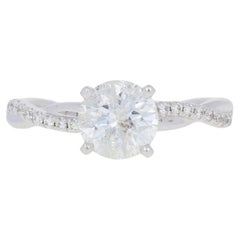 Vintage 1.14ctw Round Brilliant Diamond Engagement Ring, 14k White Gold