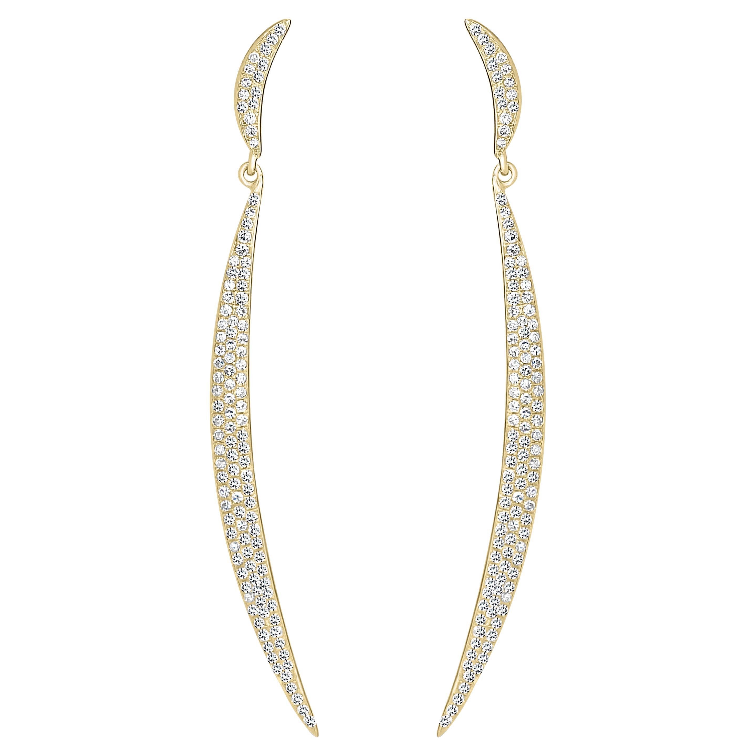 Luxle Or 14 carats 3/4 carat T.W. Boucles d'oreilles pendantes pavé de diamants en vente