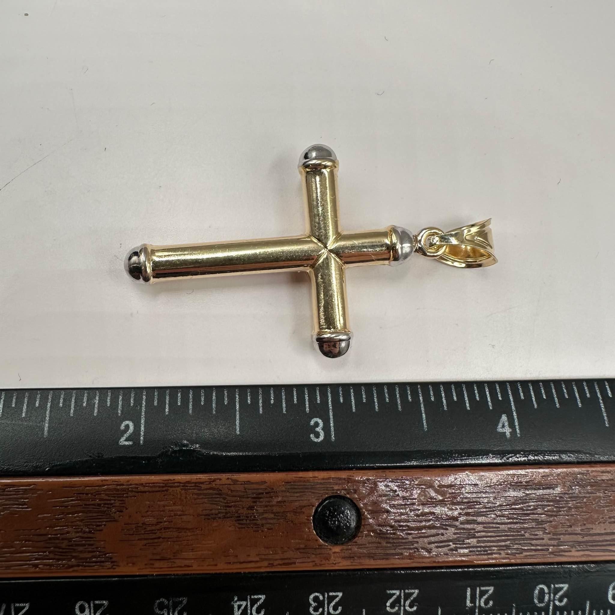 114kt Tri Tone Gold Kruzifix-Anhänger - 4,3g, hohles Design, 8,4x6,4mm Innenbügel 1