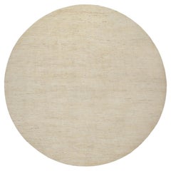 11'4"x11'4" White Hand Knotted Modern Plain Design Lori Buft Pure Wool Round Rug