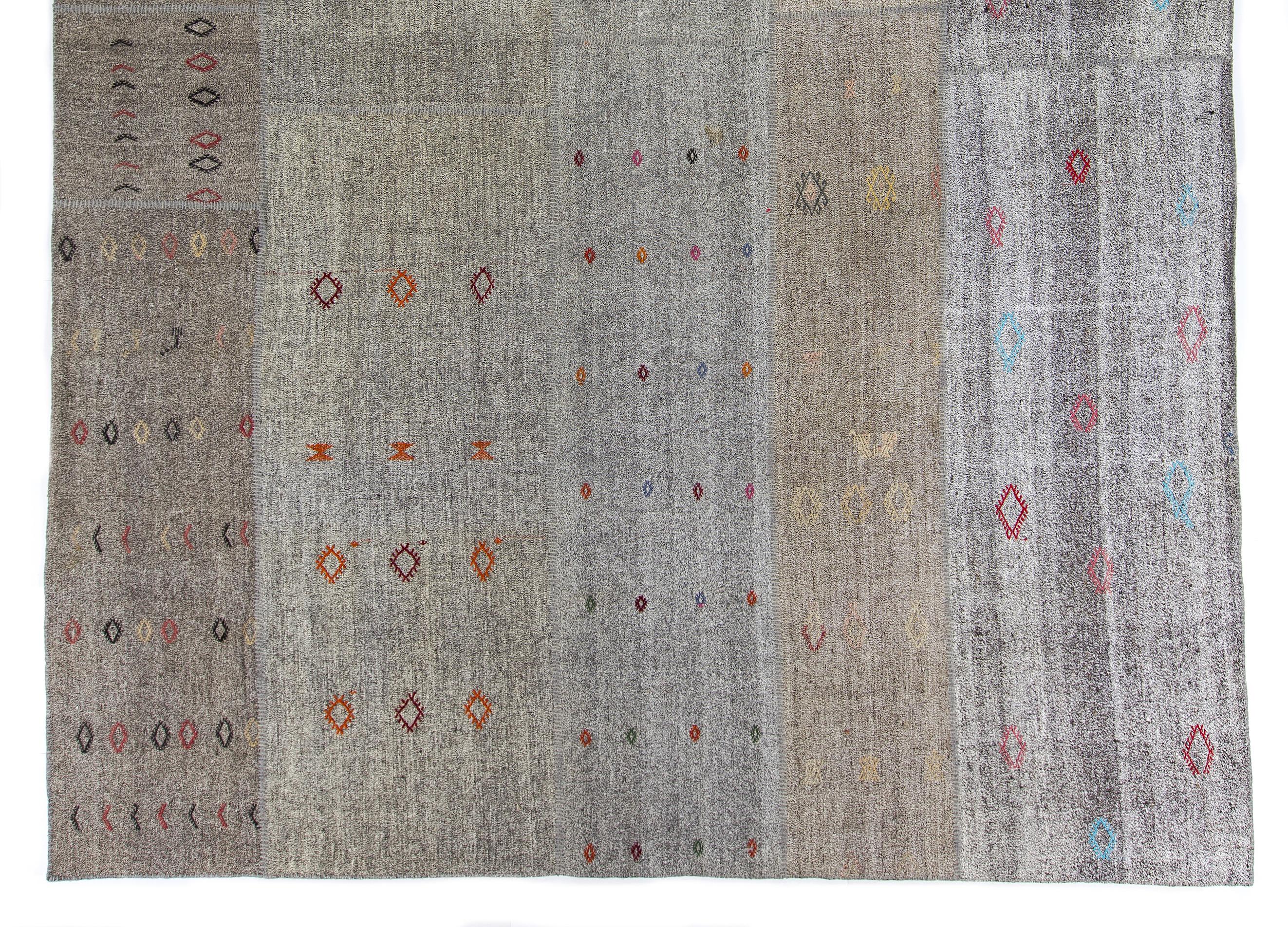 Turkish Hand-Woven Vintage Anatolian Kilim Rug, Flat-Weave Floor Covering