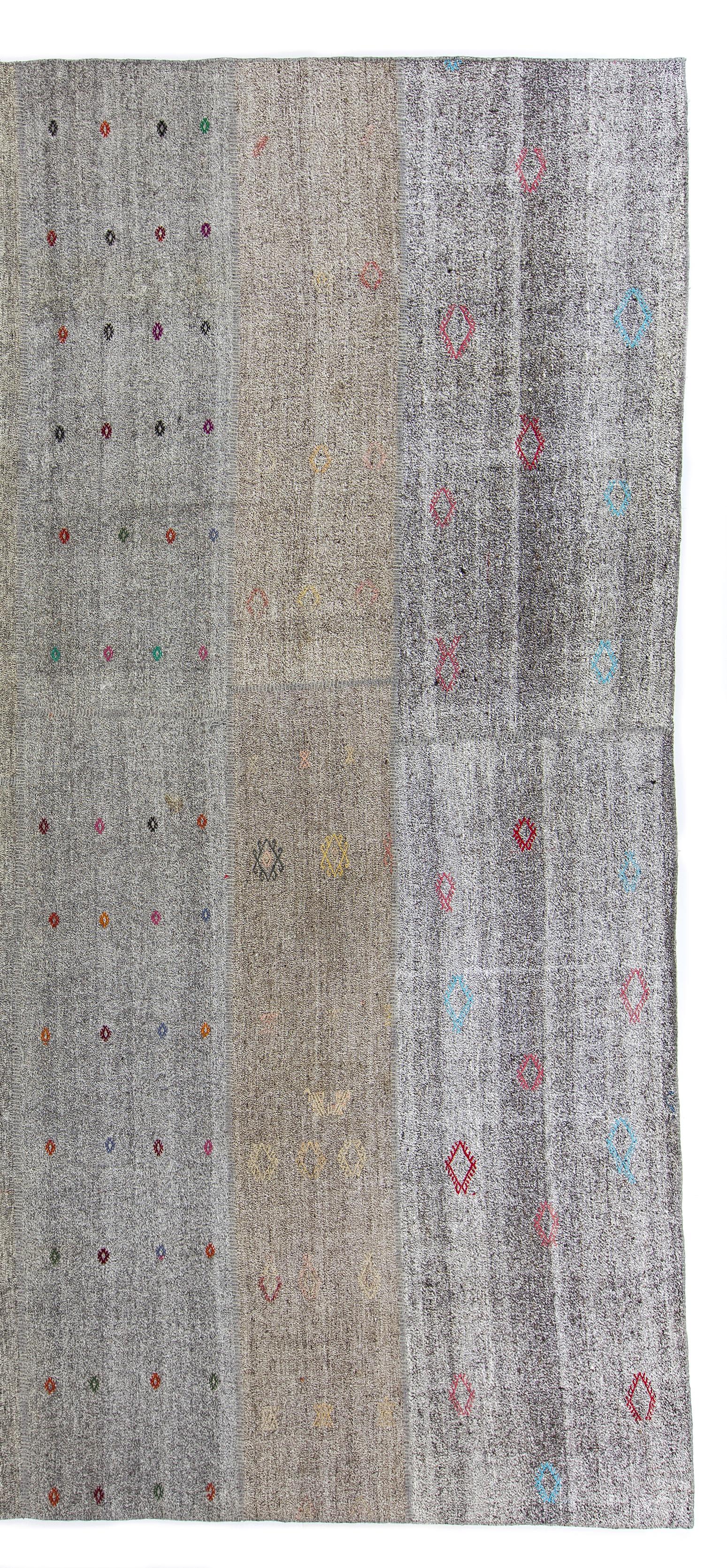 Goat Hair Hand-Woven Vintage Anatolian Kilim Rug, Flat-Weave Floor Covering
