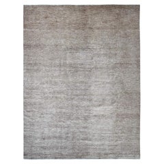 11'4"x15'4" Brown Plain Solid Pattern Hand Knotted Ghazni Wool Oriental XL Rug