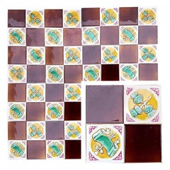 115 Art Deco Tiles by S.A. Faienceries de Bouffioulx, 1930s