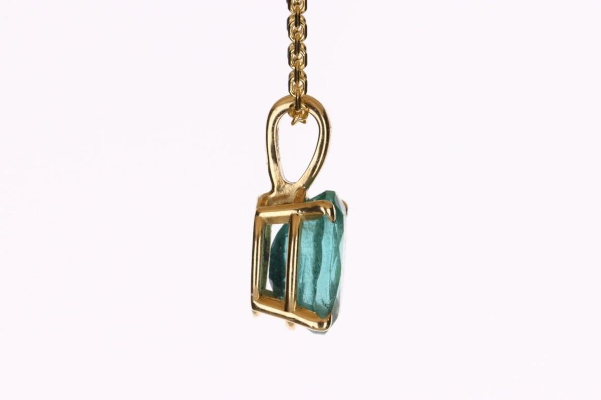 Setting Style: Solitaire - Prong
Setting Material: 14K Yellow Gold
Gold Weight: 0.7 grams

Main Stone: Emerald
Shape: Oval Cut
Approx Weight: 1.15-carats
Color: Green
Clarity: Translucent
Luster: Very Good
Origin:
Treatment: Natural, Oiling