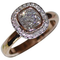 1.15 Carat Approximate Cushion Diamond Halo Ring, Ben Dannie