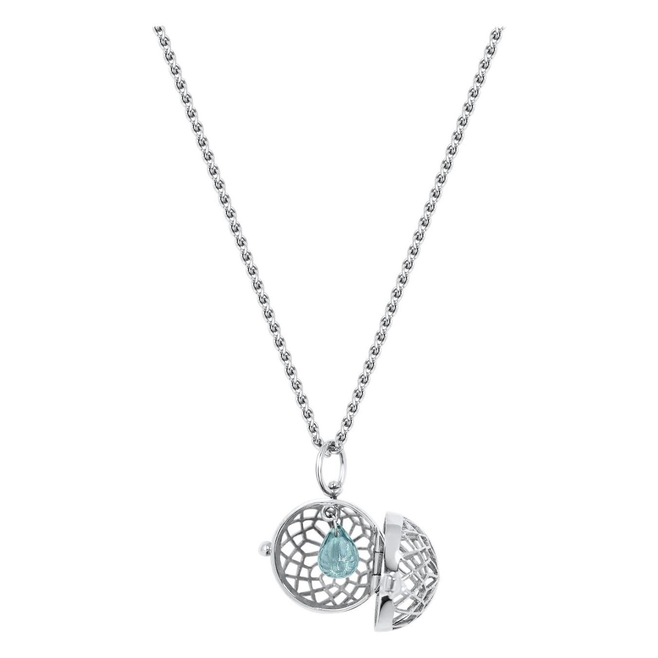 1.15 Carat Aquamarine & Diamond 18 Karat White Gold Pendant Necklace For Sale