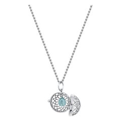 1.15 Carat Aquamarine & Diamond 18 Karat White Gold Pendant Necklace