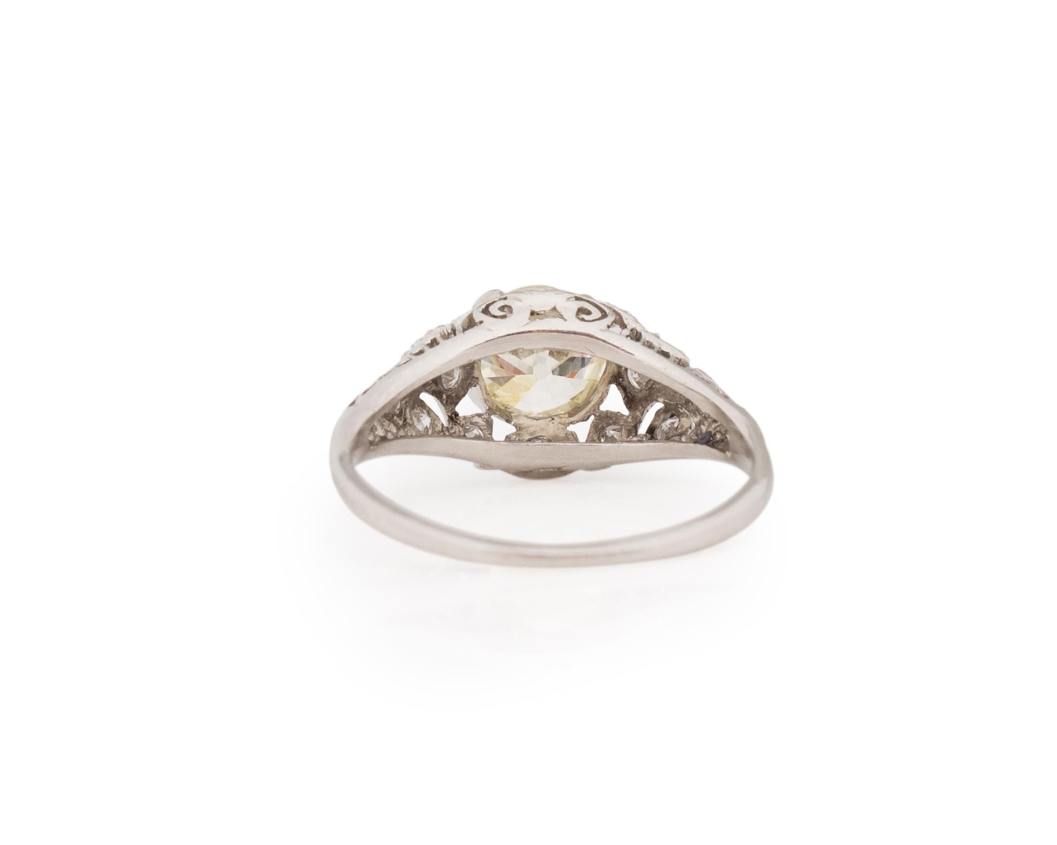 1.15 Carat Art Deco Diamond Platinum Engagement Ring In Good Condition For Sale In Atlanta, GA