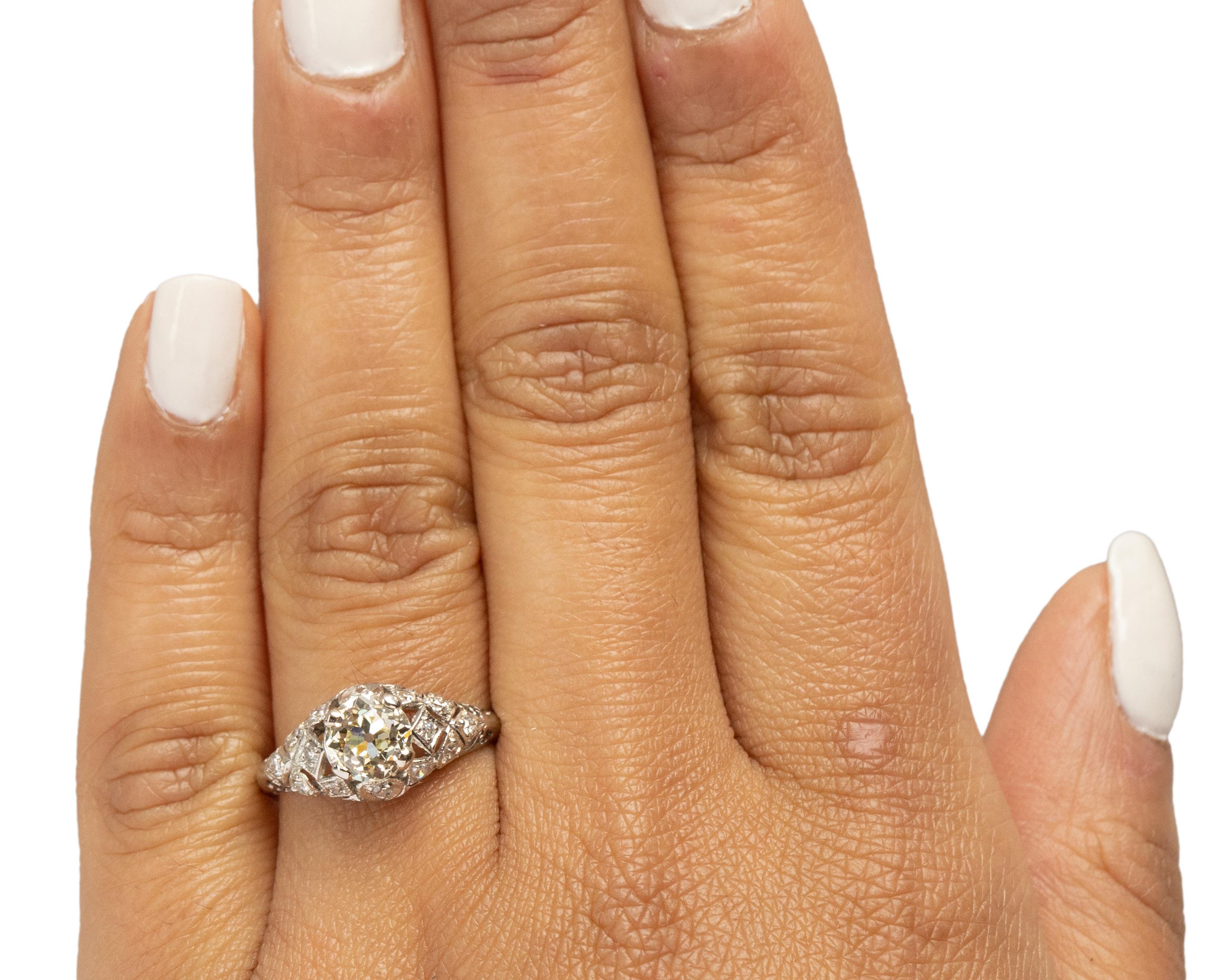Women's 1.15 Carat Art Deco Diamond Platinum Engagement Ring For Sale