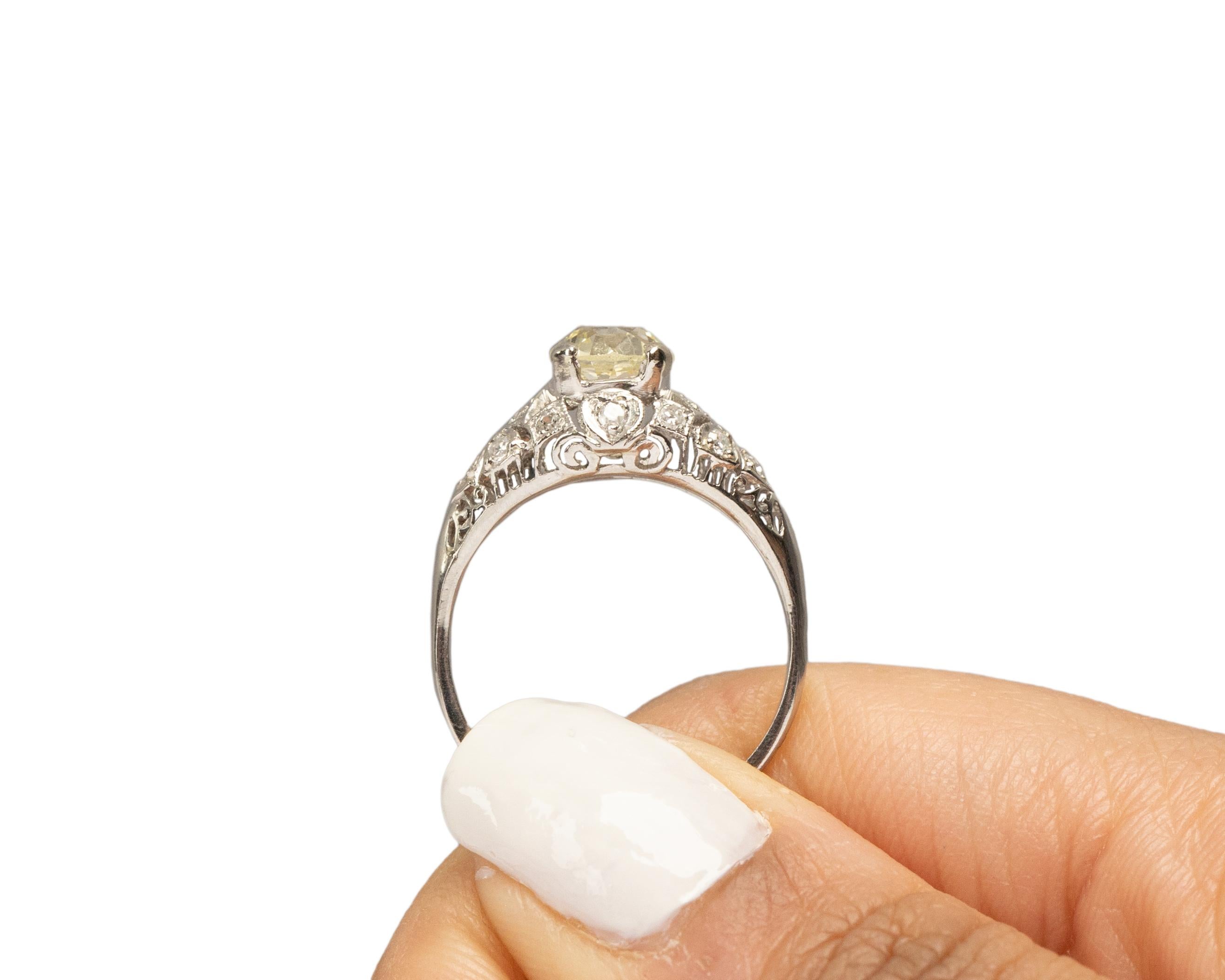 1.15 Carat Art Deco Diamond Platinum Engagement Ring For Sale 3