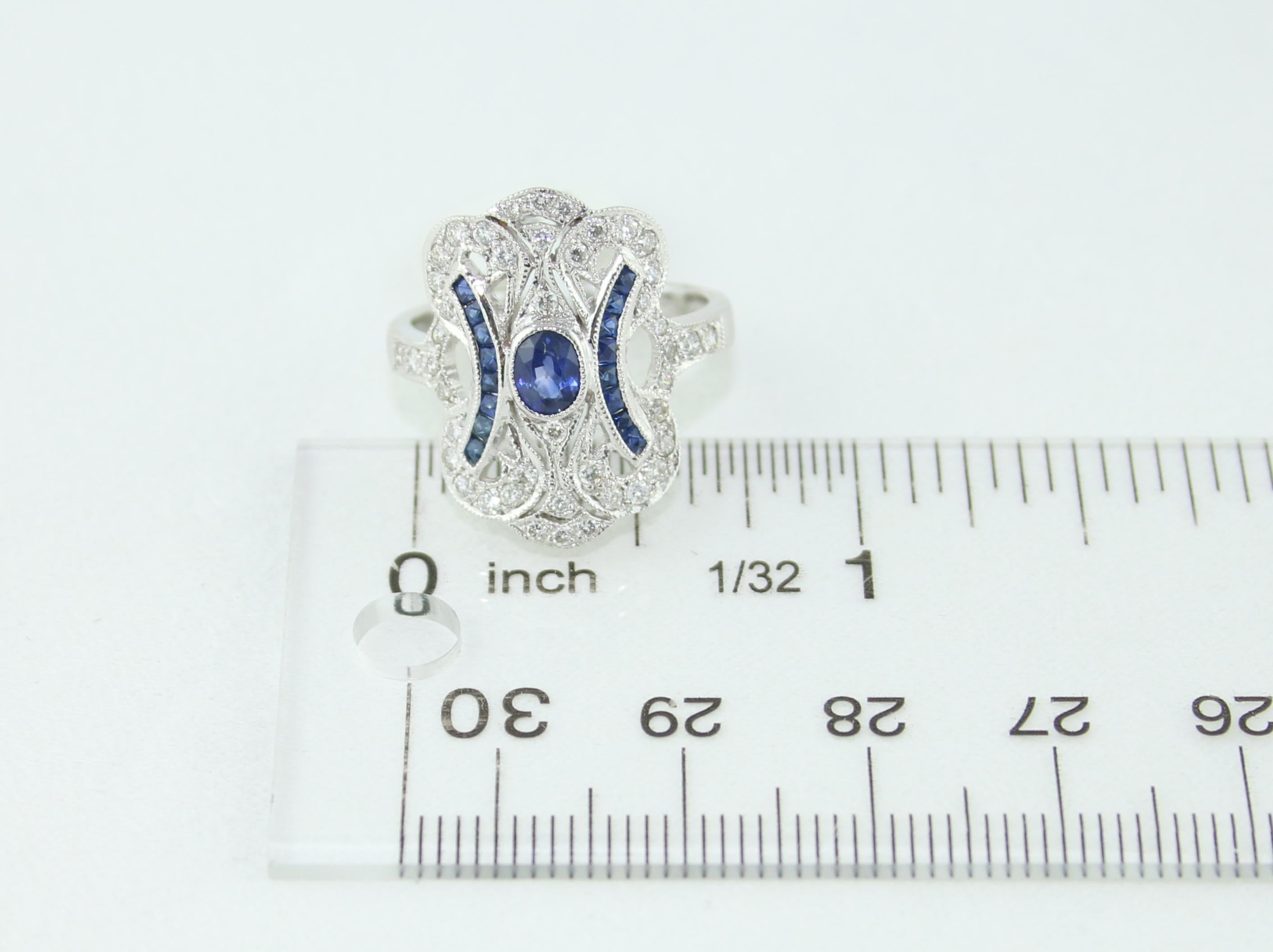 1.15 Carat Blue Sapphire Diamond Gold Ring For Sale 1