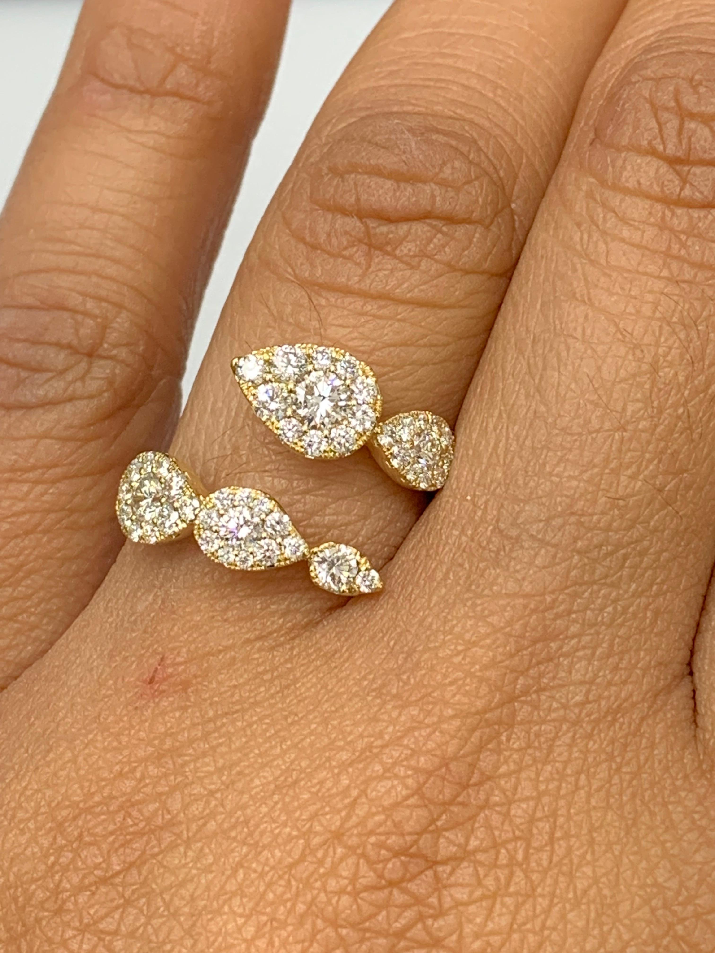 1,15 Karat Brillantschliff Diamant Toi et Moi Ring 18K Gelbgold im Angebot 2