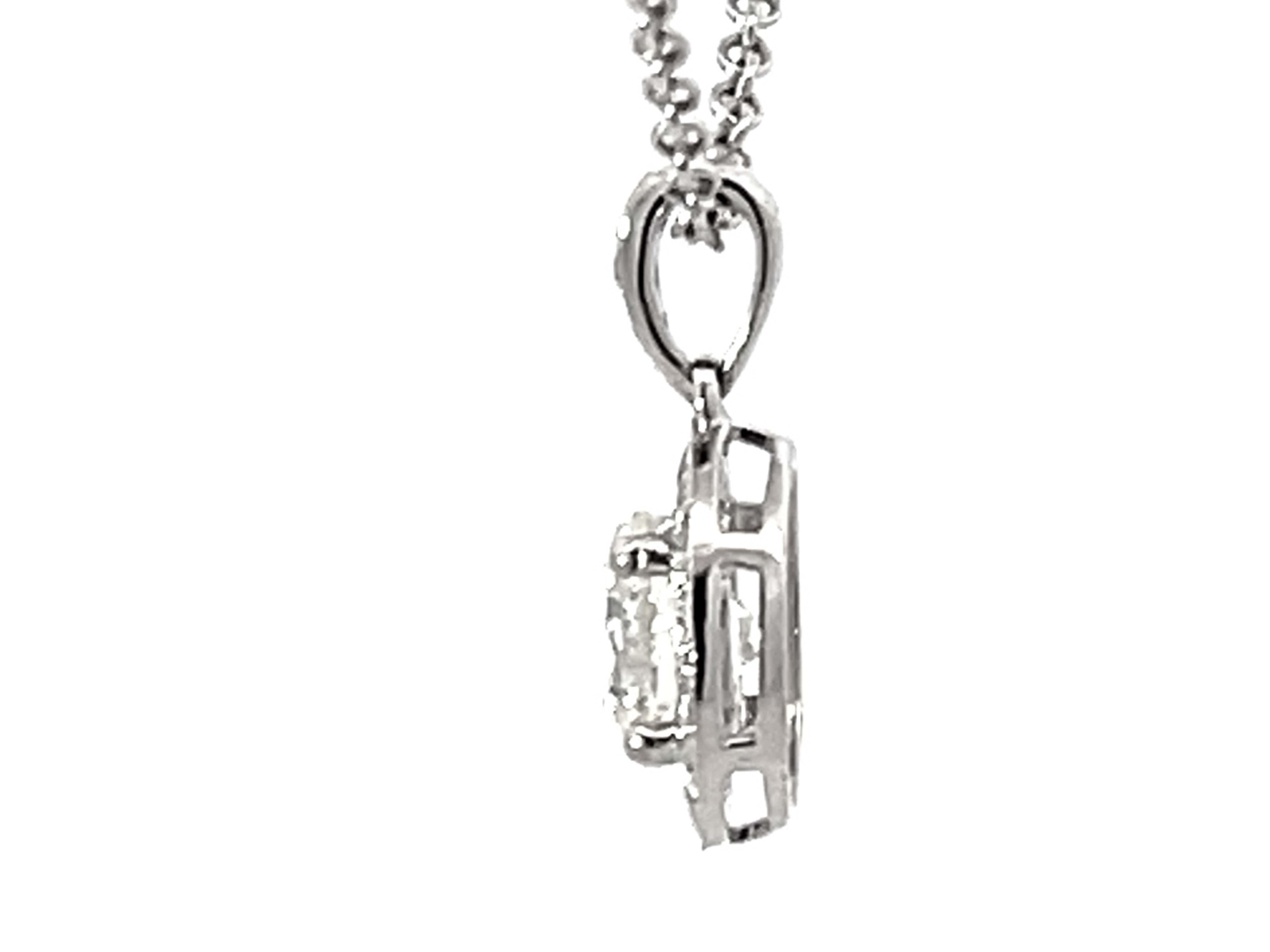 Women's 1.15 Carat Center Diamond Halo Pendant Necklace Solid White Gold For Sale
