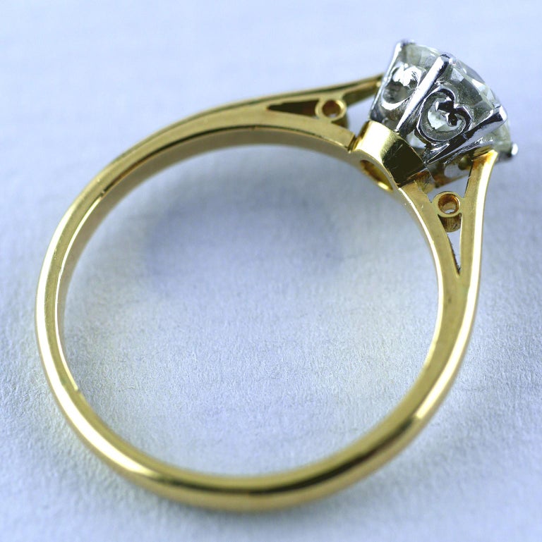 1.15 Carat Certified Round Brilliant Diamond Solitaire Ring, circa 1930 ...