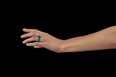 11.5 Carat Colombian Emerald, Sapphires, Diamond Gold Embroidery Ring by Édéenne