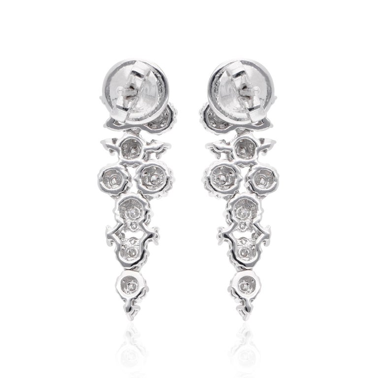 1.15 Carat CVD Diamond Dangle Earrings 10 Karat White Gold Handmade