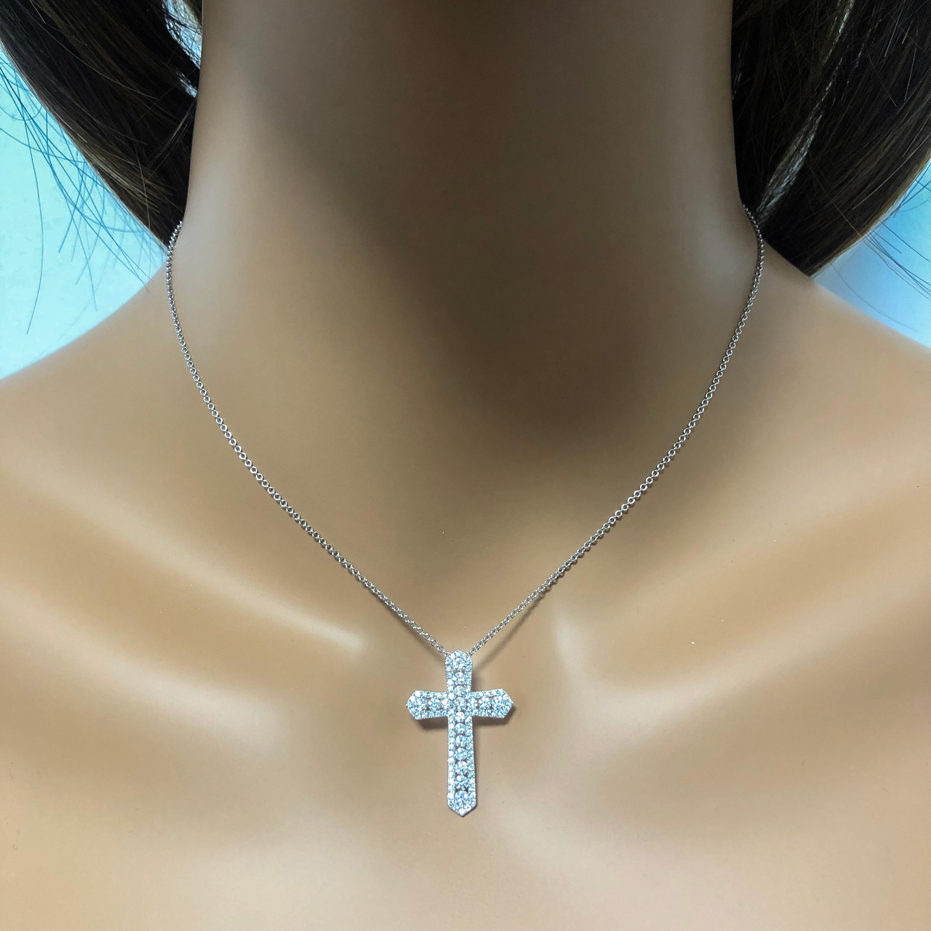Modern 1.15 Carat Diamond Cross Pendant Necklace