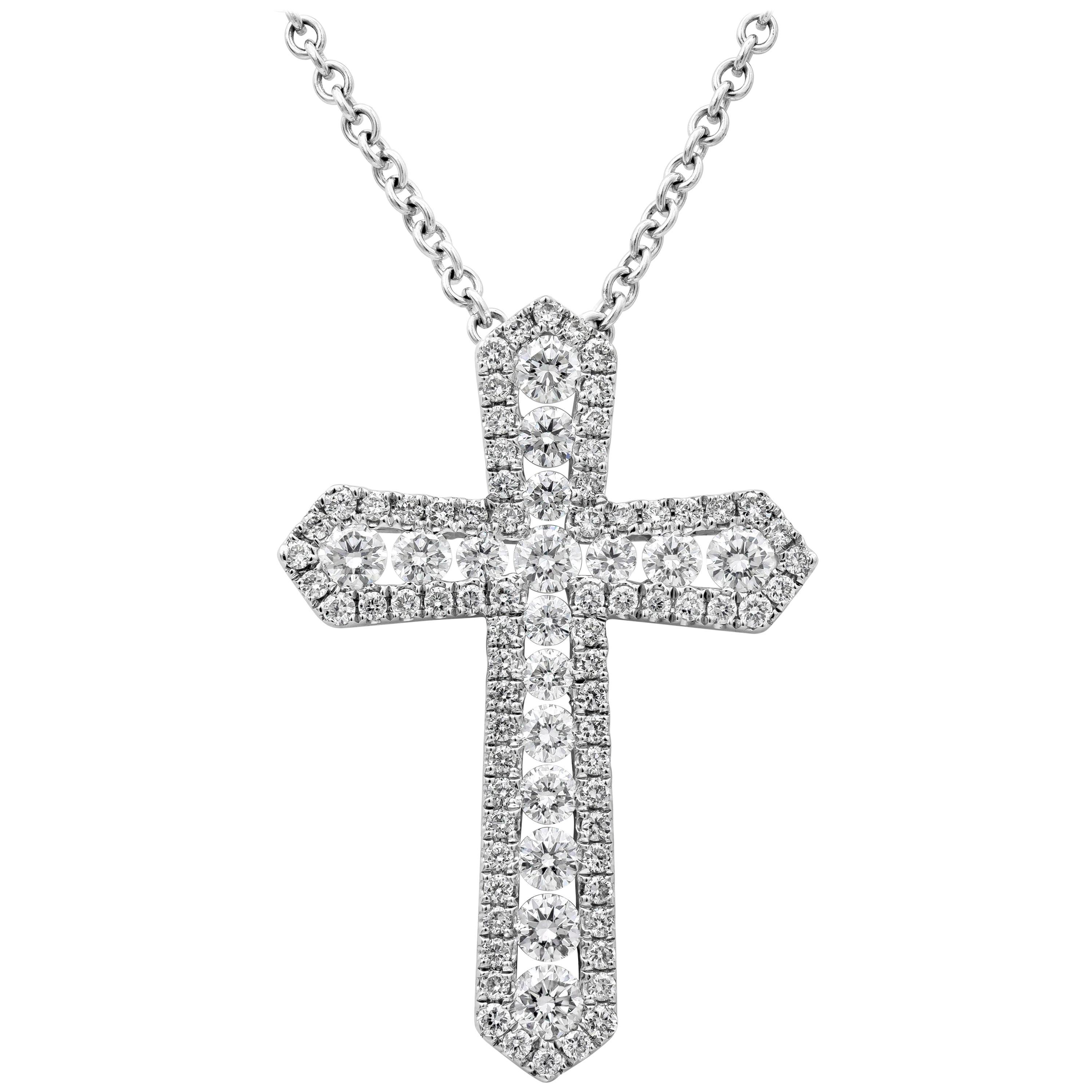 1.15 Carat Diamond Cross Pendant Necklace
