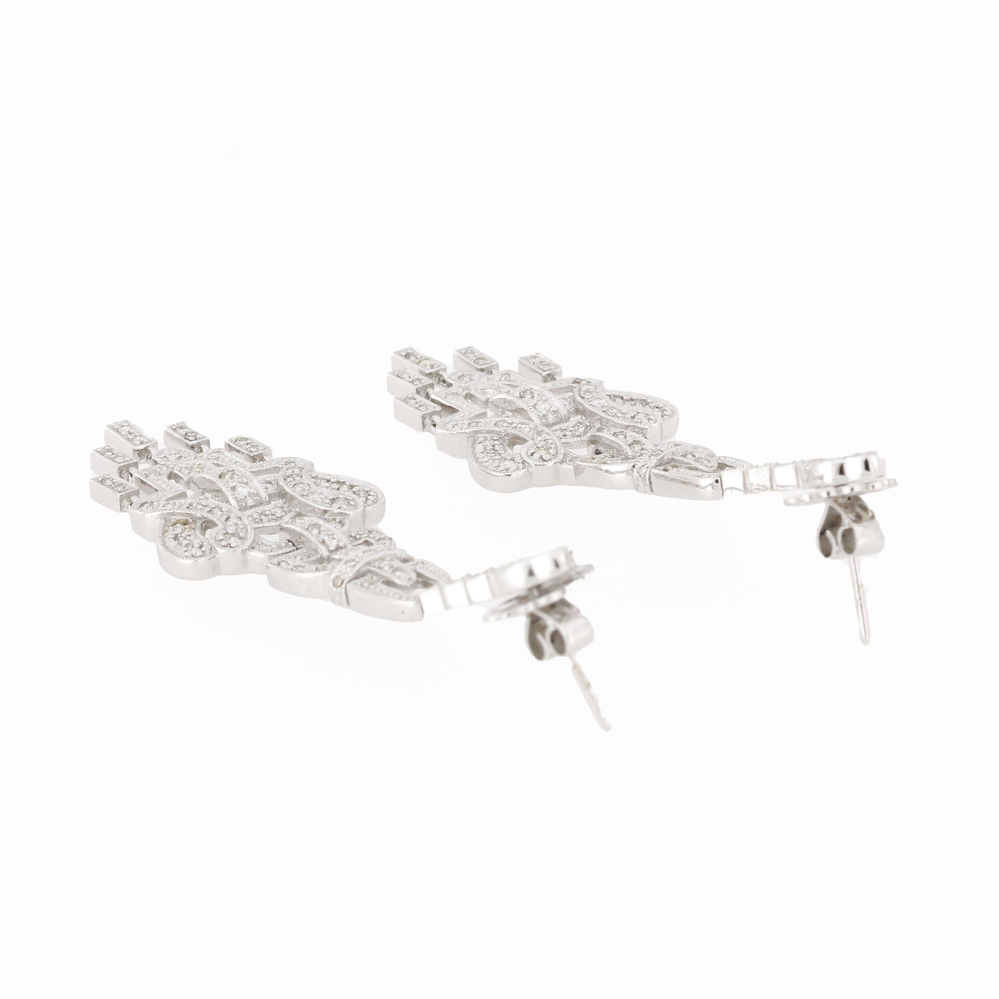 Brilliant Cut 1.15 Carat Diamond Drop Earrings in White Gold For Sale