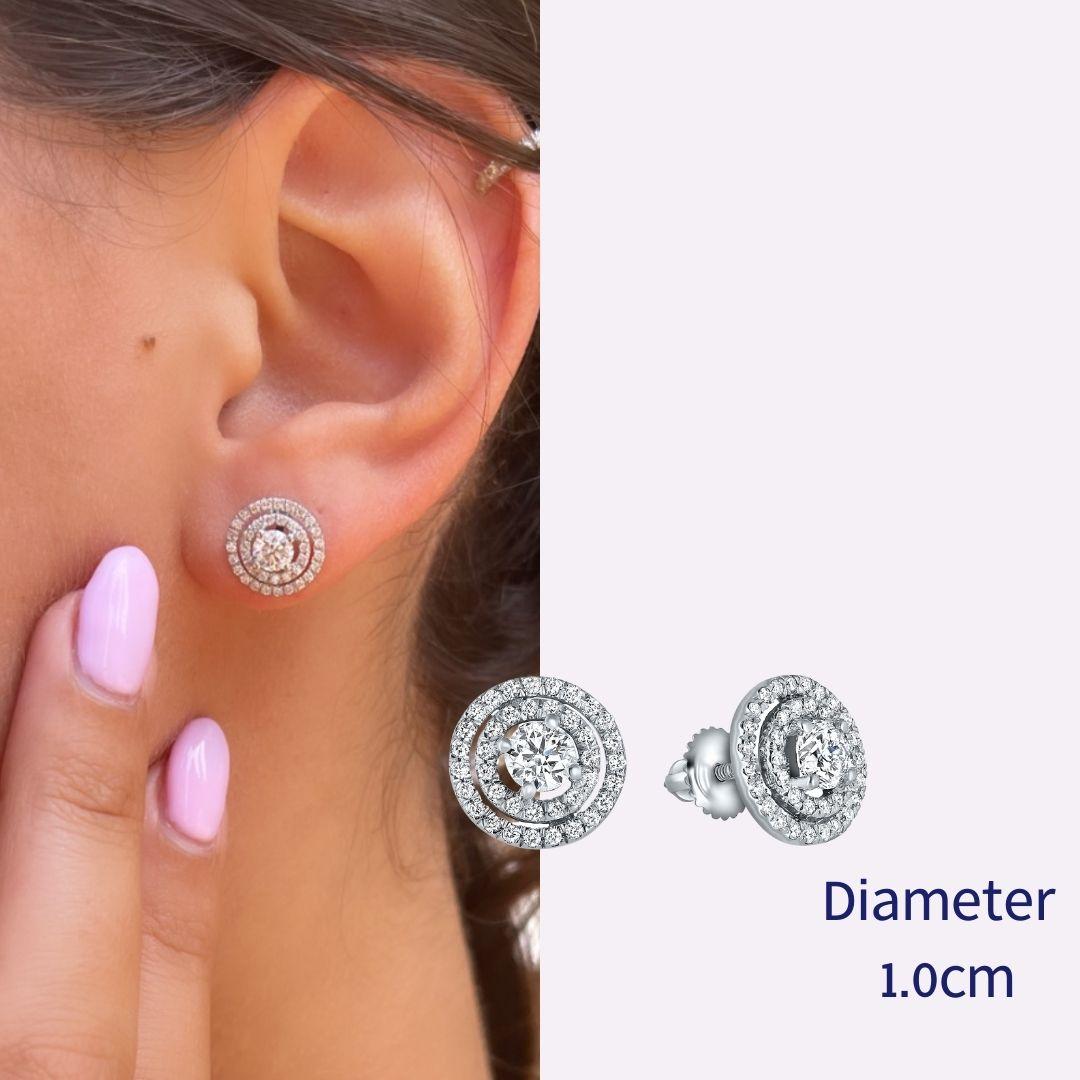 1,15 Karat Diamant-Halo-Ohrringe aus 14K Weißgold – Shlomit Rogel (Art déco) im Angebot