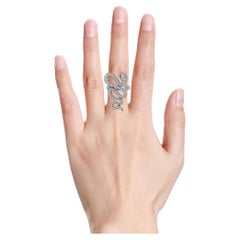 Contemporary 1.15ct Diamond Serpent Ring with Ruby Eyes, Silver, India
