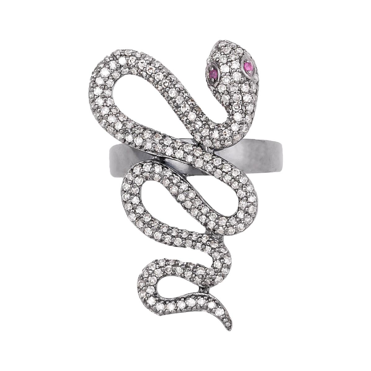 1.15 Carat Diamond Serpent Snake Ring For Sale