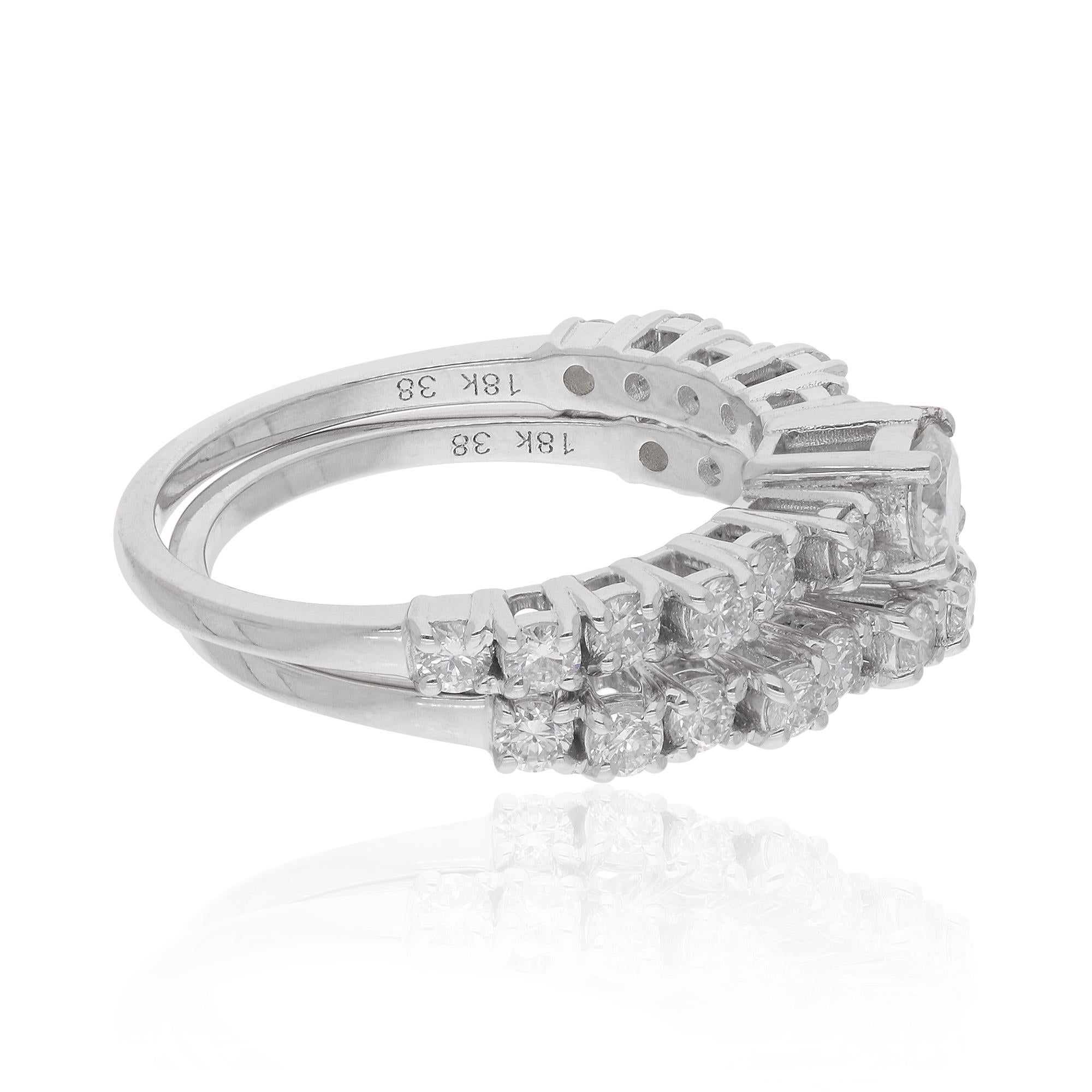 Modern 1.15 Carat Diamond Stackable Ring Set 18 Karat White Gold Handmade Fine Jewelry For Sale