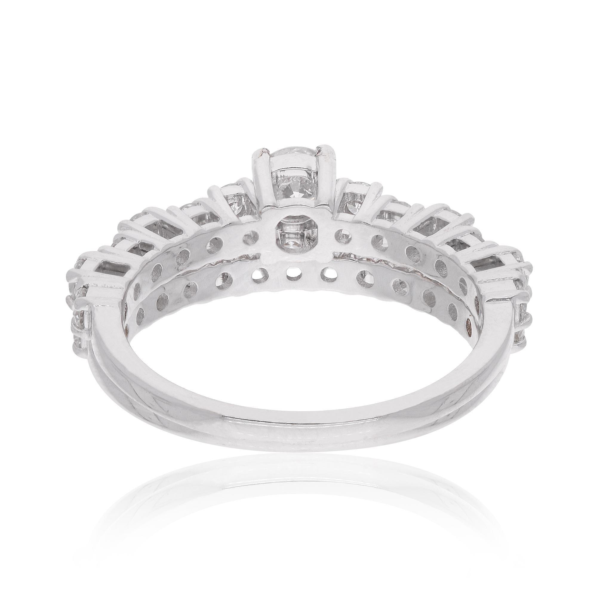 For Sale:  1.15 Carat Diamond Stackable Ring Set 18 Karat White Gold Handmade Fine Jewelry 4